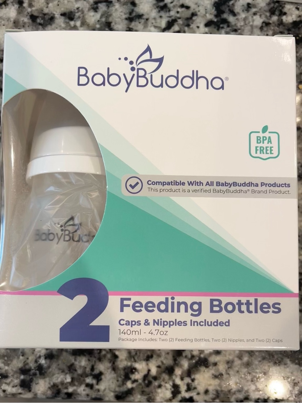 BabyBuddha - 2 Feeding Bottles Caps Nipples Pumping Breastfeeding NWT New In Box